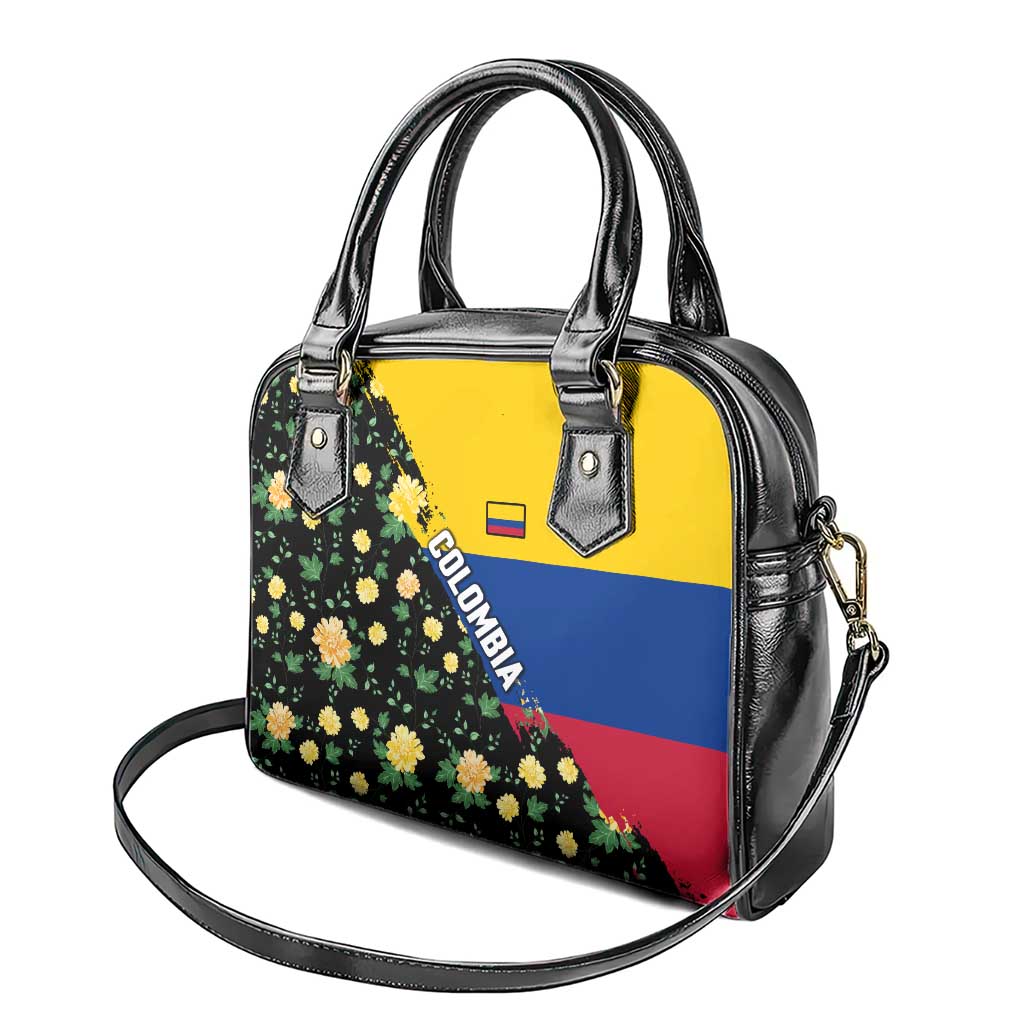 Colombia Yellow Flower Pattern Shoulder Handbag with Flag Colors and Floree de Libertad Design TS04