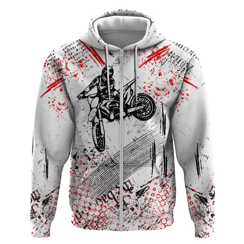 Motocross Rider Hoodie with Abstract Grunge Brush and Custom Number in Red and Black Splatter Design TS04