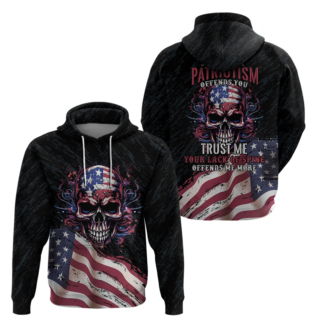 American Flag Skull Hoodie Sorry If My Patriotism Offends You Trust Me TS04
