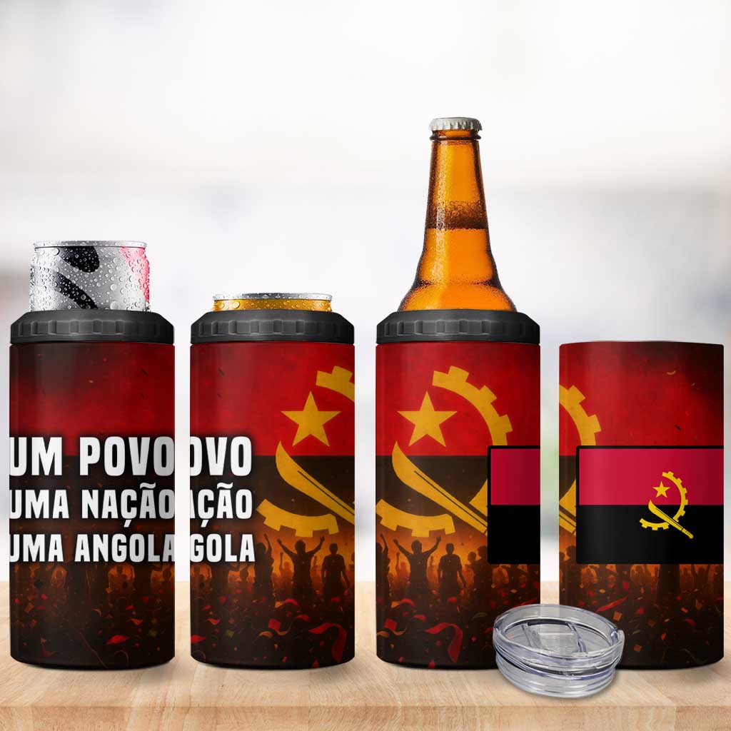 Angola 4 in 1 Can Cooler Tumbler Red Black Yellow Grunge TS04