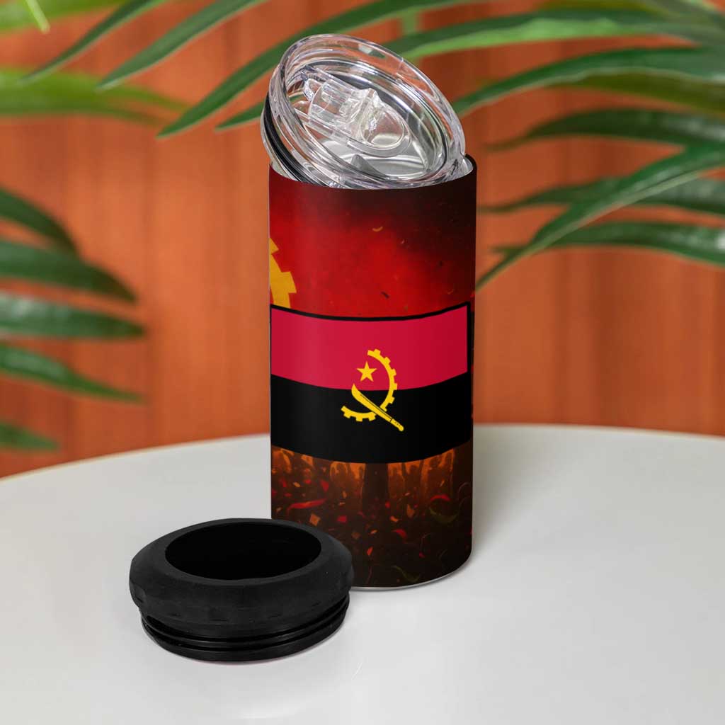 Angola 4 in 1 Can Cooler Tumbler Red Black Yellow Grunge TS04