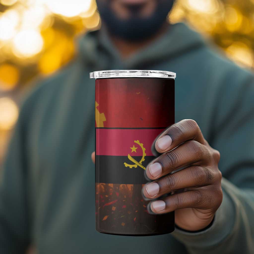 Angola 4 in 1 Can Cooler Tumbler Red Black Yellow Grunge TS04