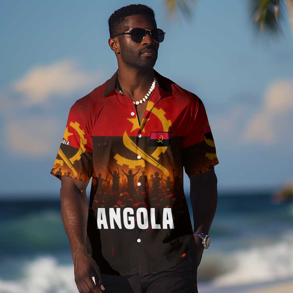Angola Hawaiian Shirt Red Black Yellow Grunge TS04