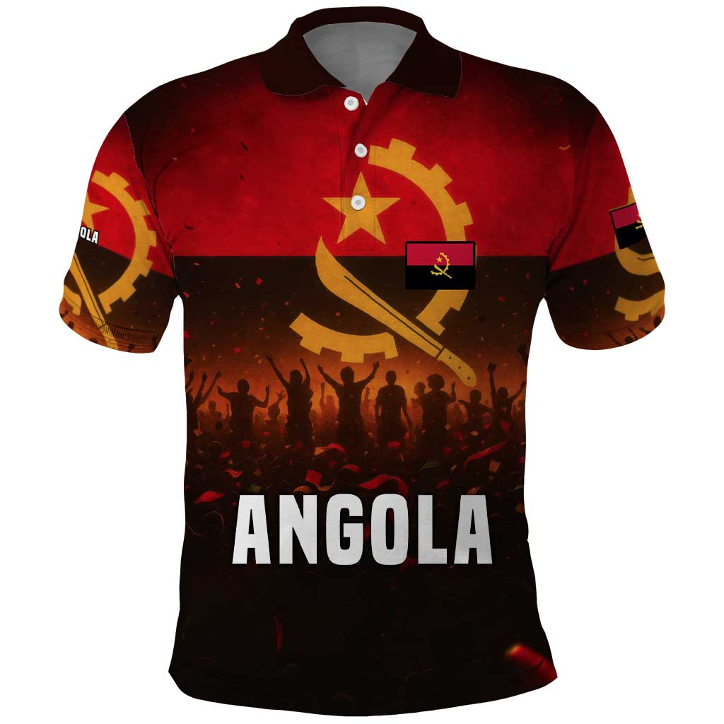 Angola Polo Shirt with Red Black Yellow Grunge Design TS04