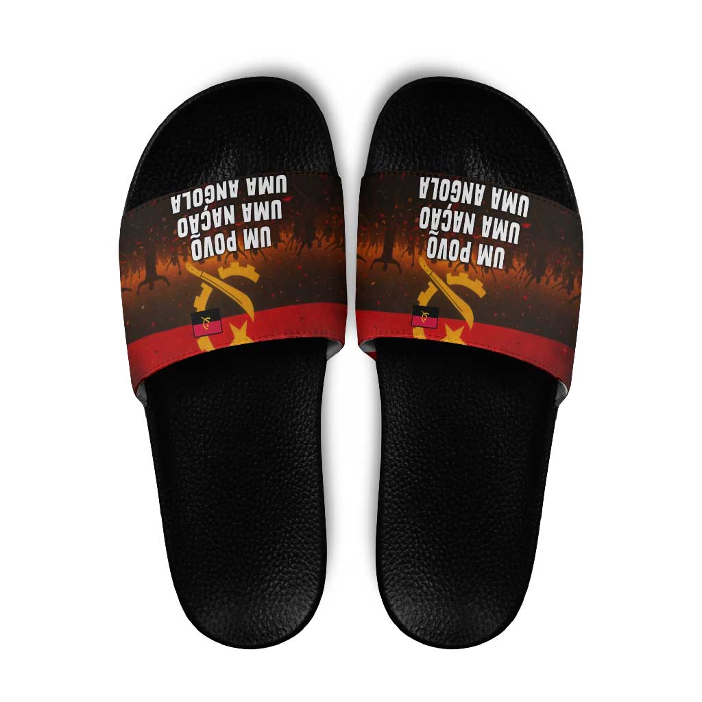 Angola Slide Sandals with Red Black Yellow Grunge Design TS04
