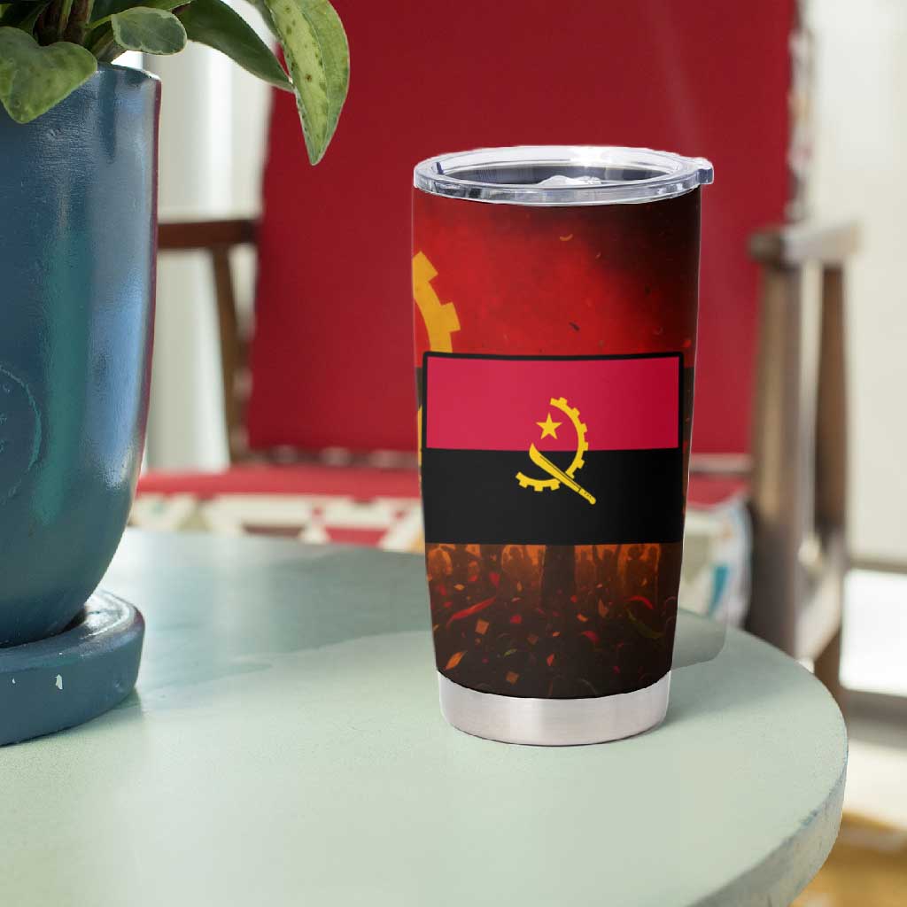 Angola Tumbler Cup Red Black Yellow Grunge TS04