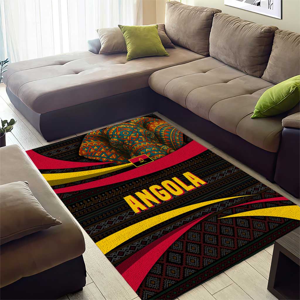 Angola Area Rug Red Black Yellow Tribal and Elephant TS04