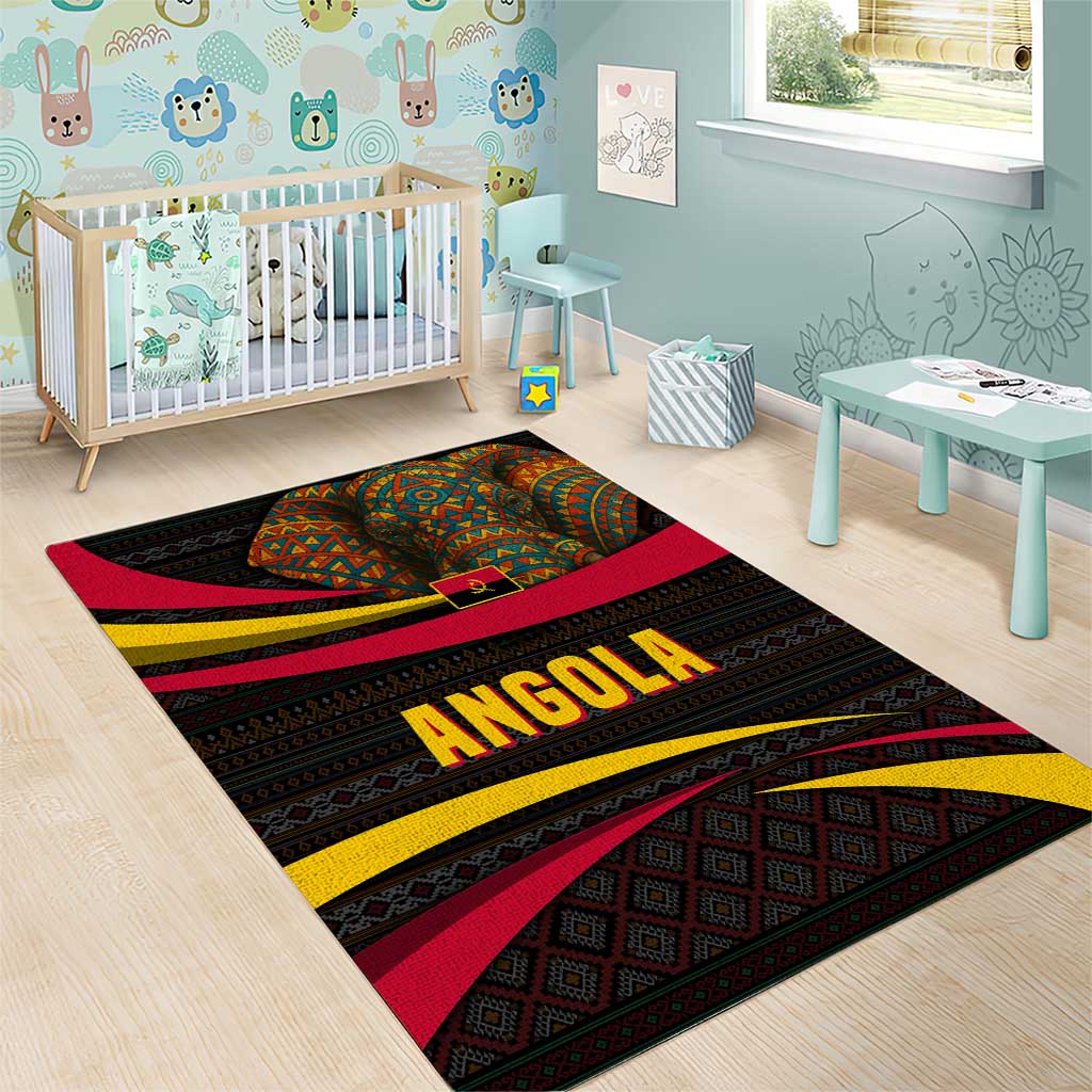 Angola Area Rug Red Black Yellow Tribal and Elephant TS04