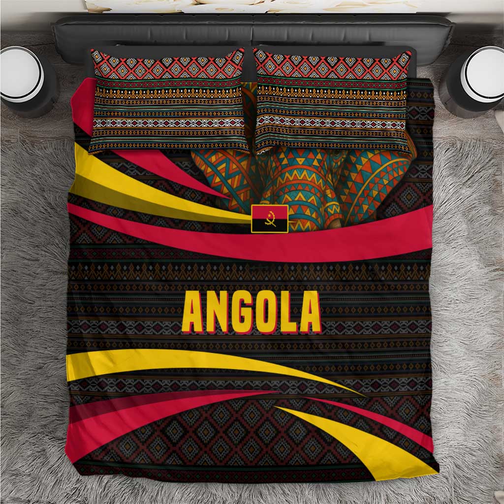 Angola Bedding Set Red Black Yellow Tribal and Elephant TS04