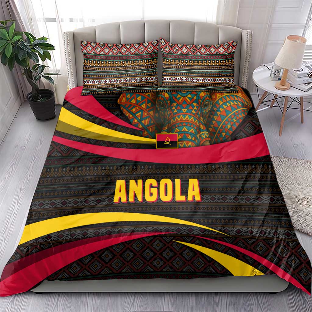 Angola Bedding Set Red Black Yellow Tribal and Elephant TS04