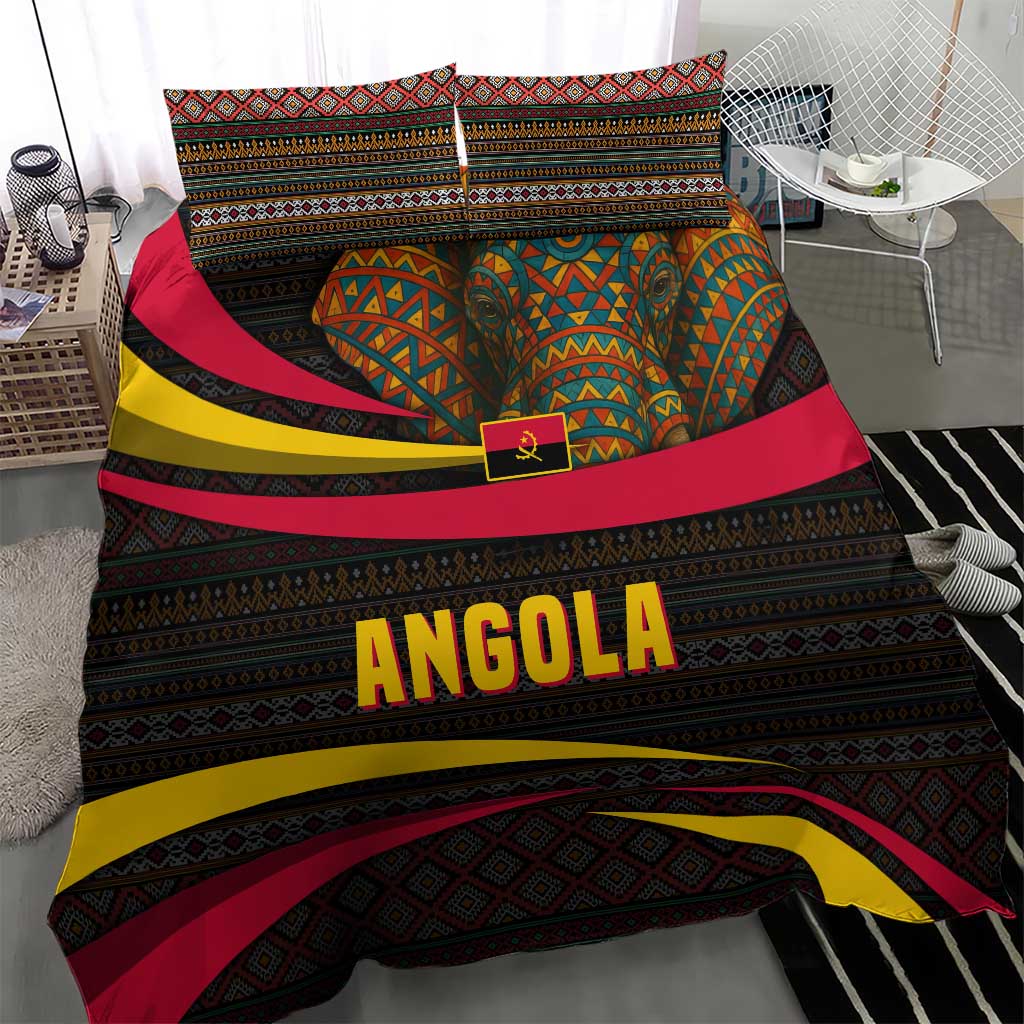 Angola Bedding Set Red Black Yellow Tribal and Elephant TS04