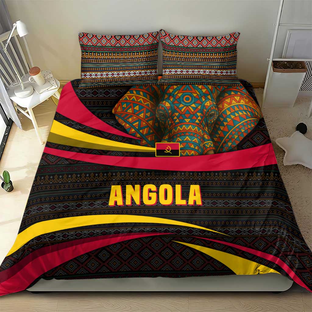 Angola Bedding Set Red Black Yellow Tribal and Elephant TS04