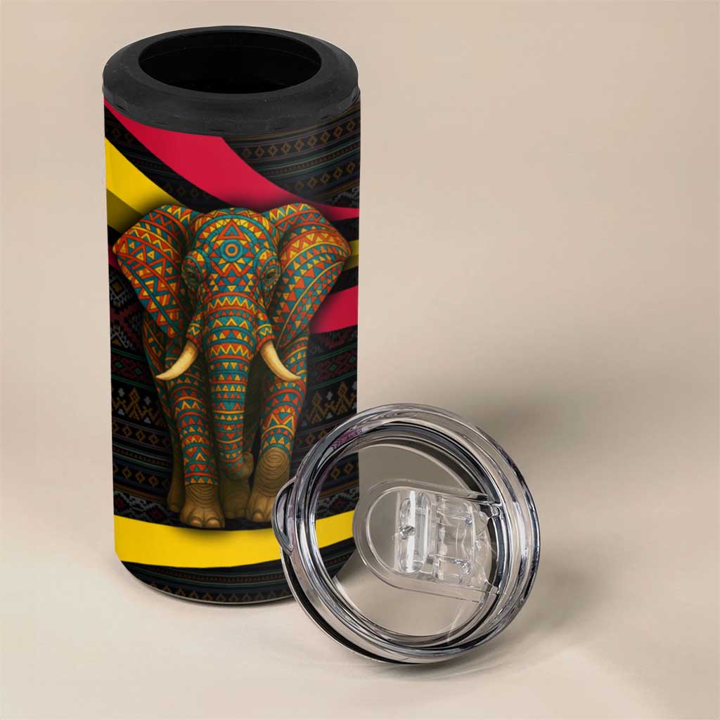 Angola 4 in 1 Can Cooler Tumbler Red Black Yellow Tribal and Elephant TS04