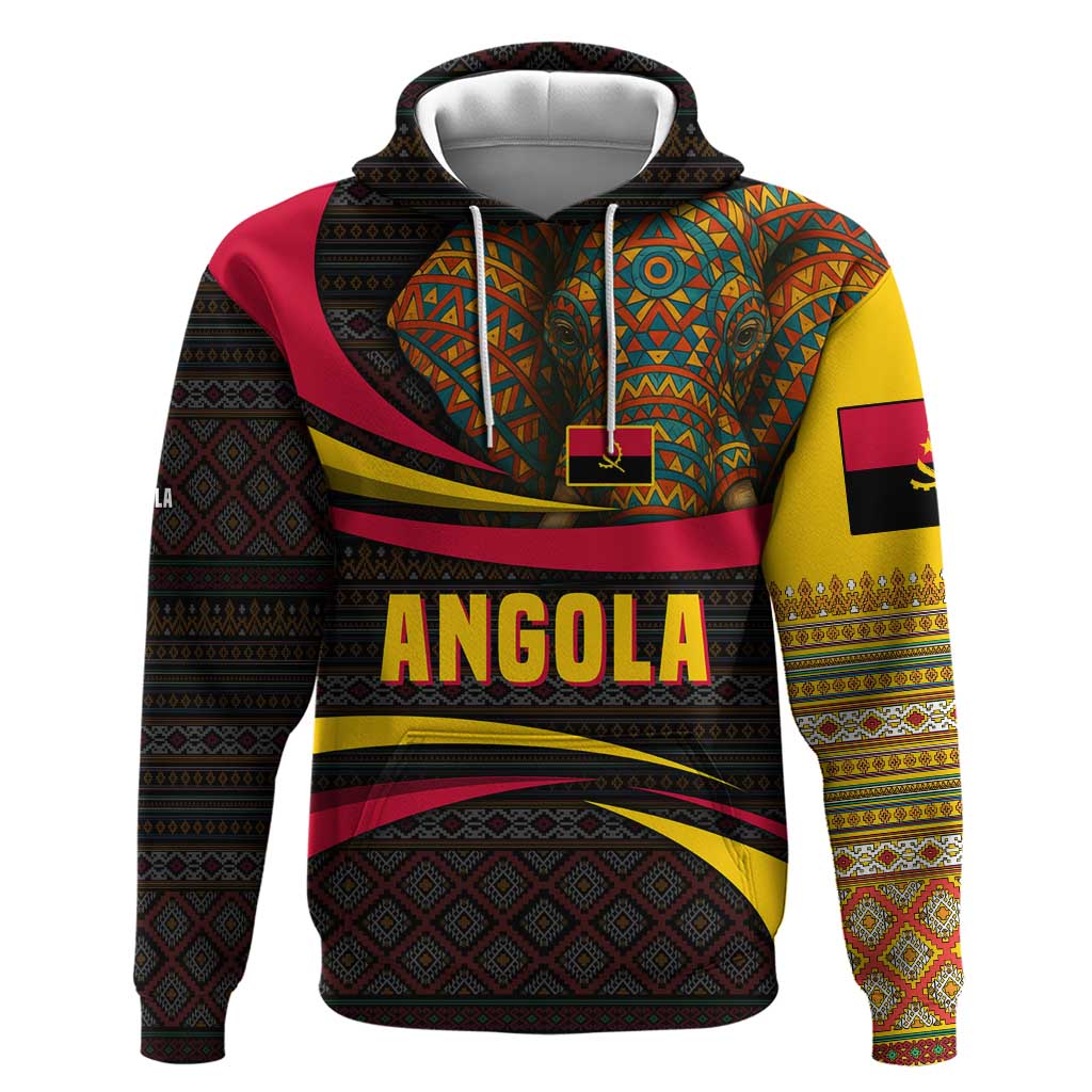 Angola Hoodie with Red Black Yellow Tribal Design and Elephant TS04
