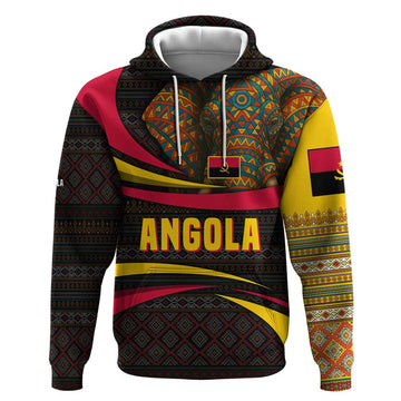 Angola Hoodie with Red Black Yellow Tribal Design and Elephant TS04