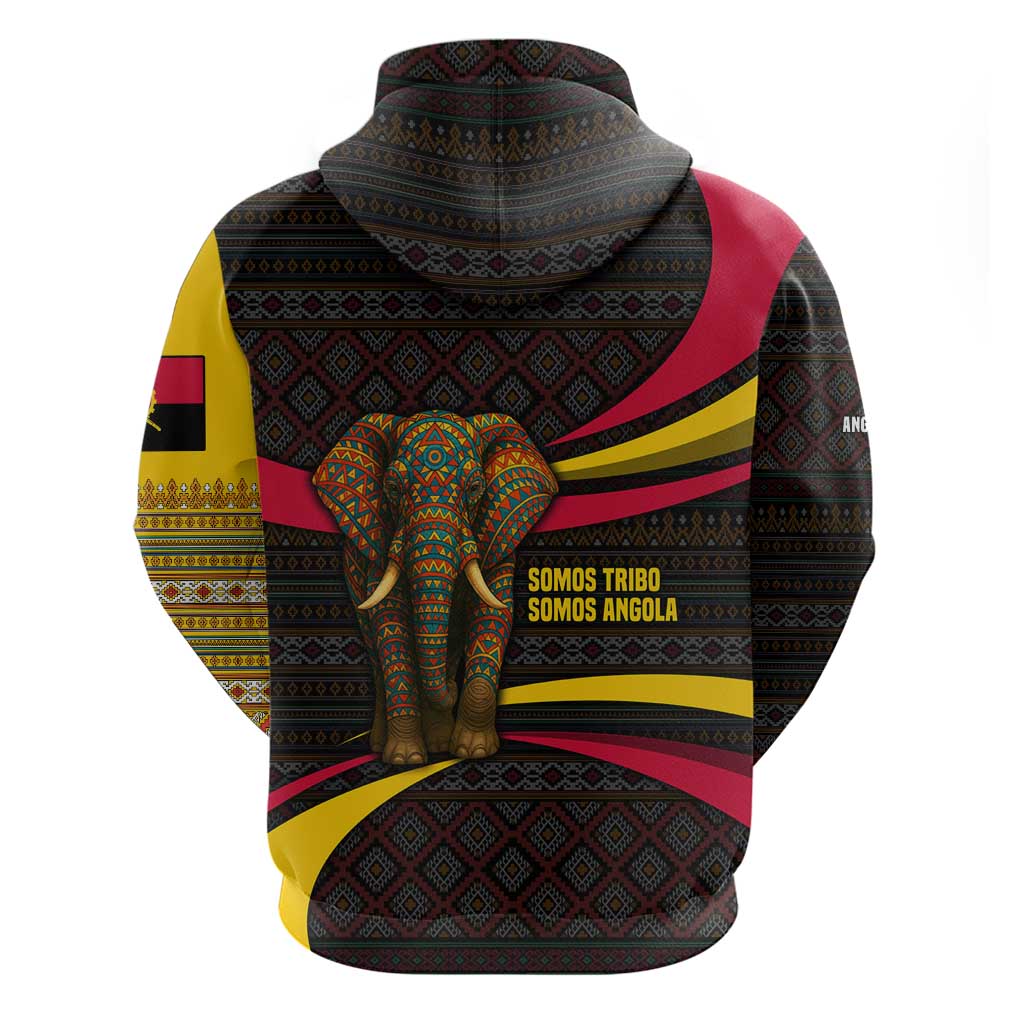 Angola Hoodie with Red Black Yellow Tribal Design and Elephant TS04