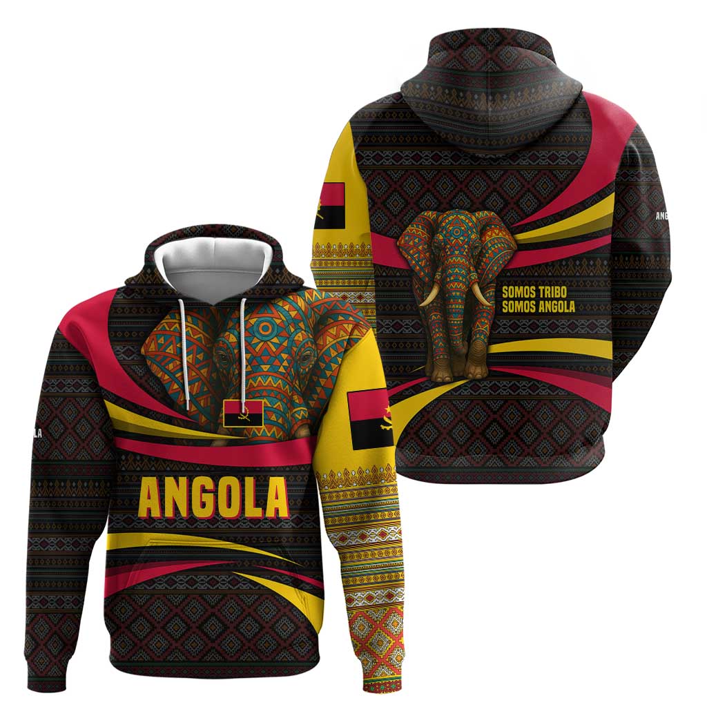 Angola Hoodie with Red Black Yellow Tribal Design and Elephant TS04