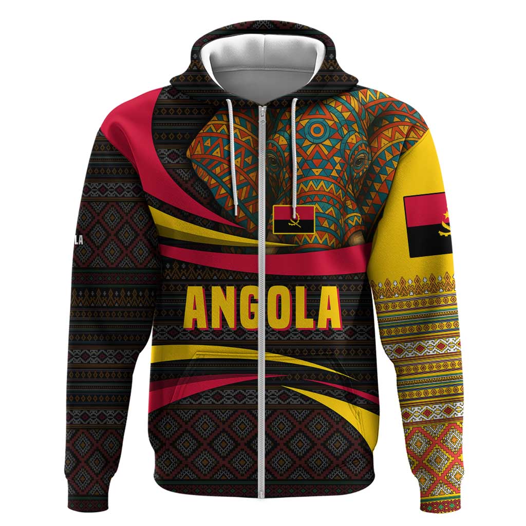 Angola Hoodie with Red Black Yellow Tribal Design and Elephant TS04
