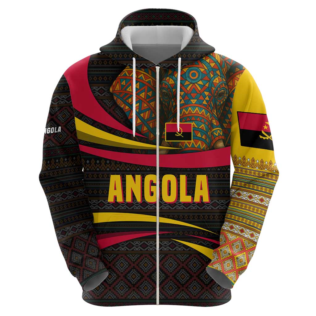 Angola Hoodie with Red Black Yellow Tribal Design and Elephant TS04