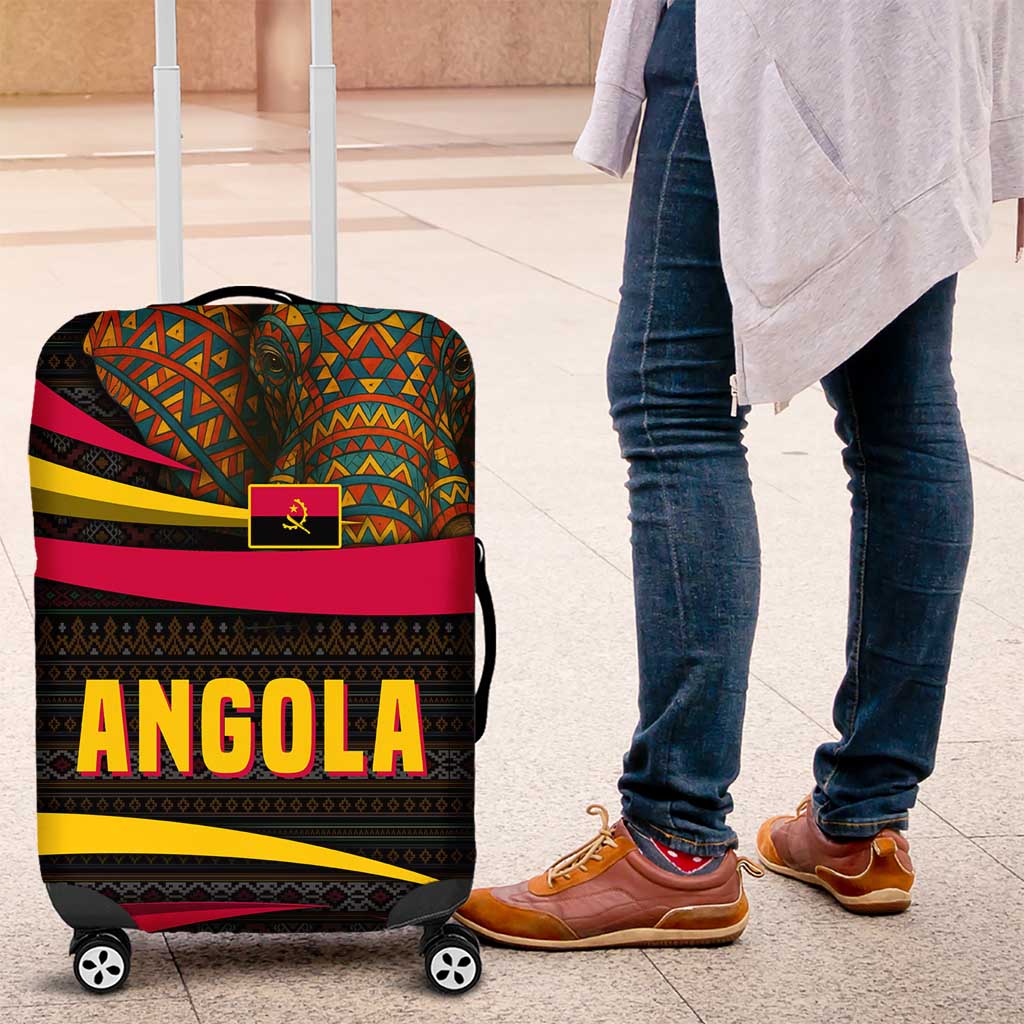 Angola Luggage Cover with Red Black Yellow Tribal Design and Elephant TS04