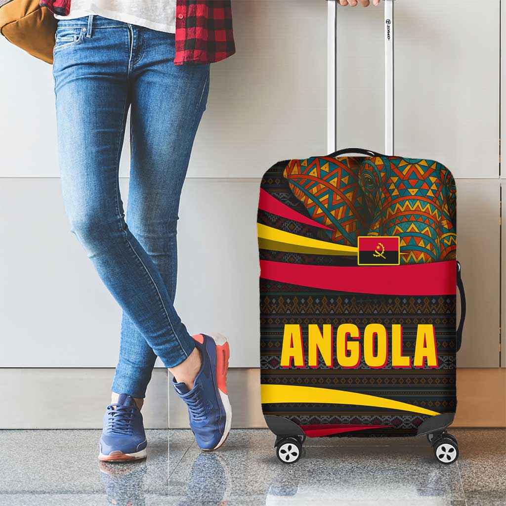 Angola Luggage Cover with Red Black Yellow Tribal Design and Elephant TS04