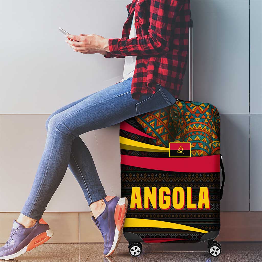 Angola Luggage Cover with Red Black Yellow Tribal Design and Elephant TS04