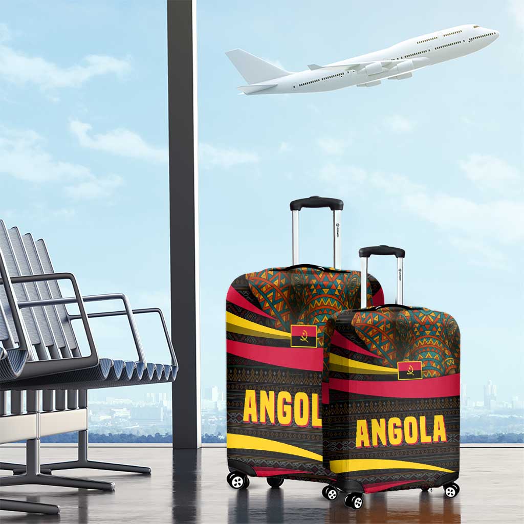 Angola Luggage Cover with Red Black Yellow Tribal Design and Elephant TS04
