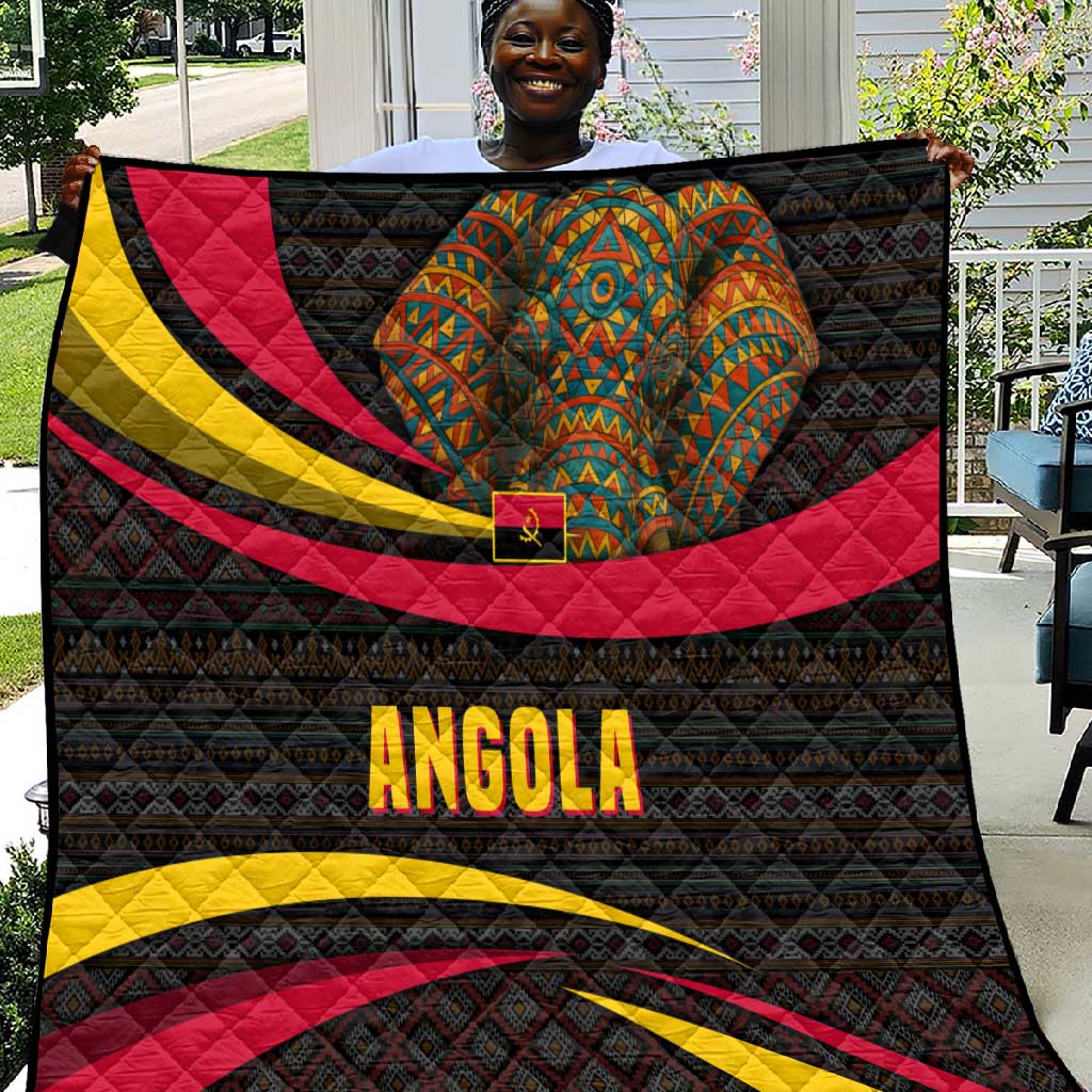 Angola Quilt Red Black Yellow Tribal and Elephant TS04