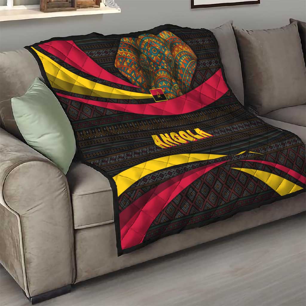 Angola Quilt Red Black Yellow Tribal and Elephant TS04