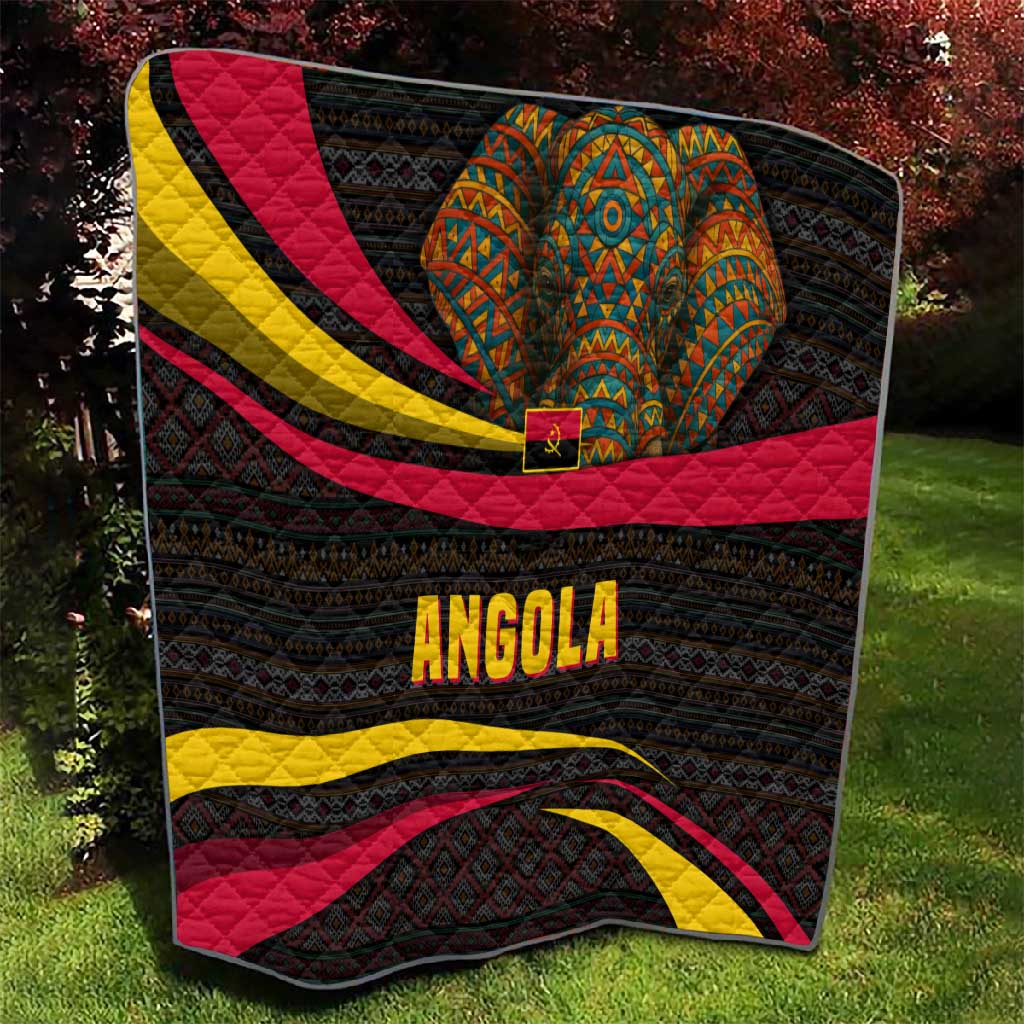 Angola Quilt Red Black Yellow Tribal and Elephant TS04