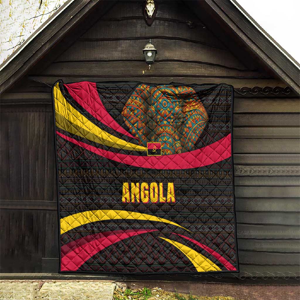 Angola Quilt Red Black Yellow Tribal and Elephant TS04