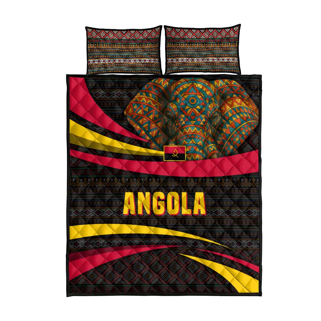 Angola Quilt Bed Set Red Black Yellow Tribal and Elephant TS04