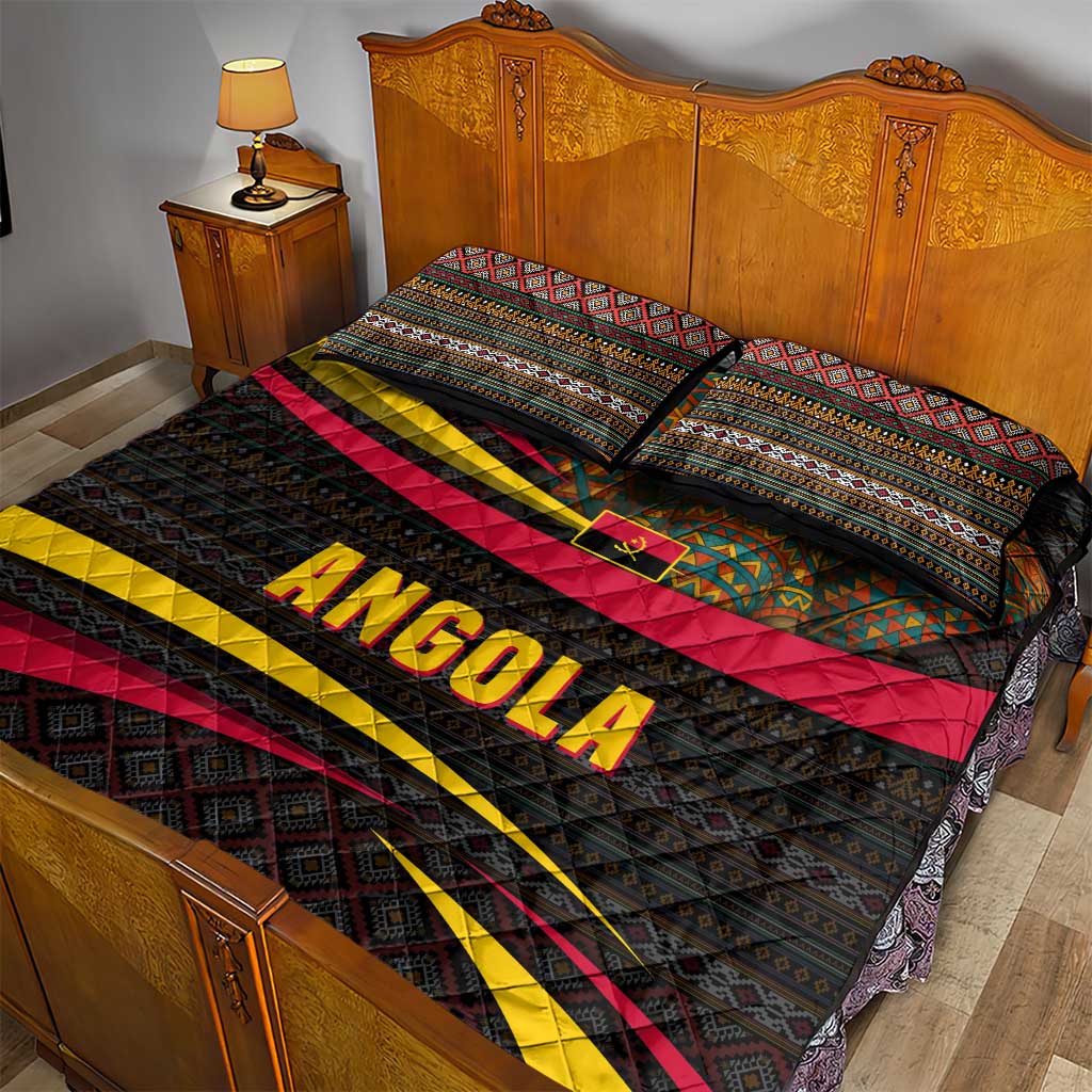 Angola Quilt Bed Set Red Black Yellow Tribal and Elephant TS04