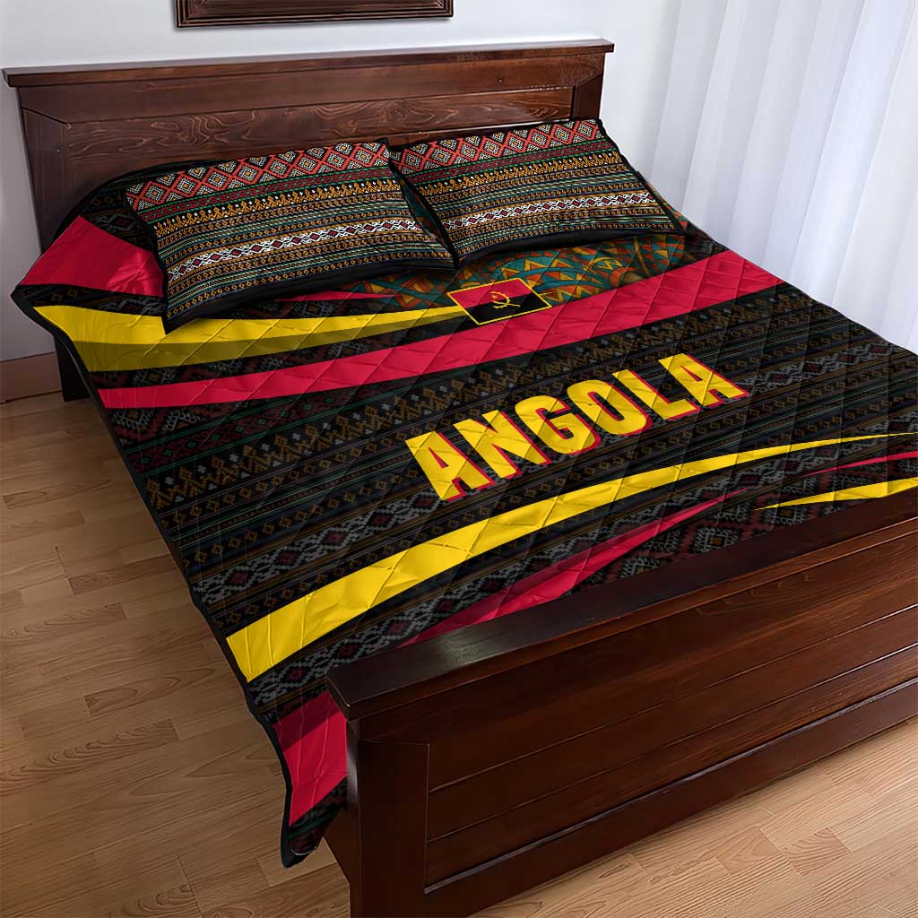 Angola Quilt Bed Set Red Black Yellow Tribal and Elephant TS04