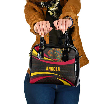Angola Shoulder Handbag with Red Black Yellow Tribal Design and Elephant TS04
