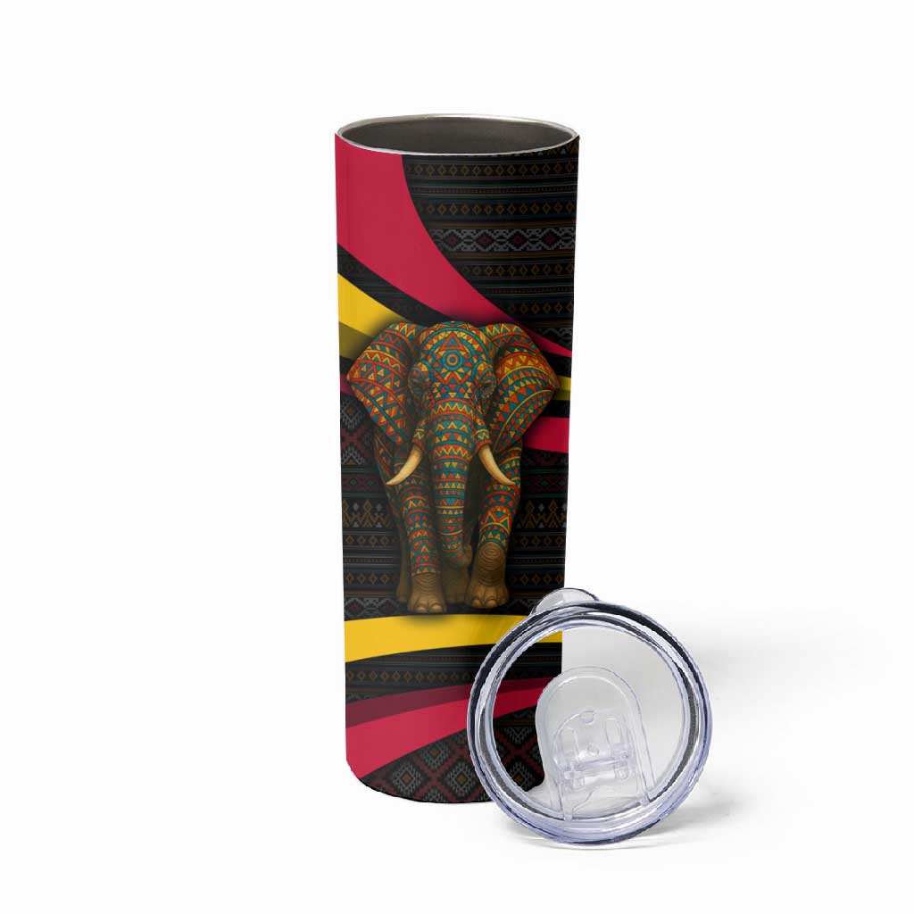 Angola Skinny Tumbler Red Black Yellow Tribal and Elephant TS04