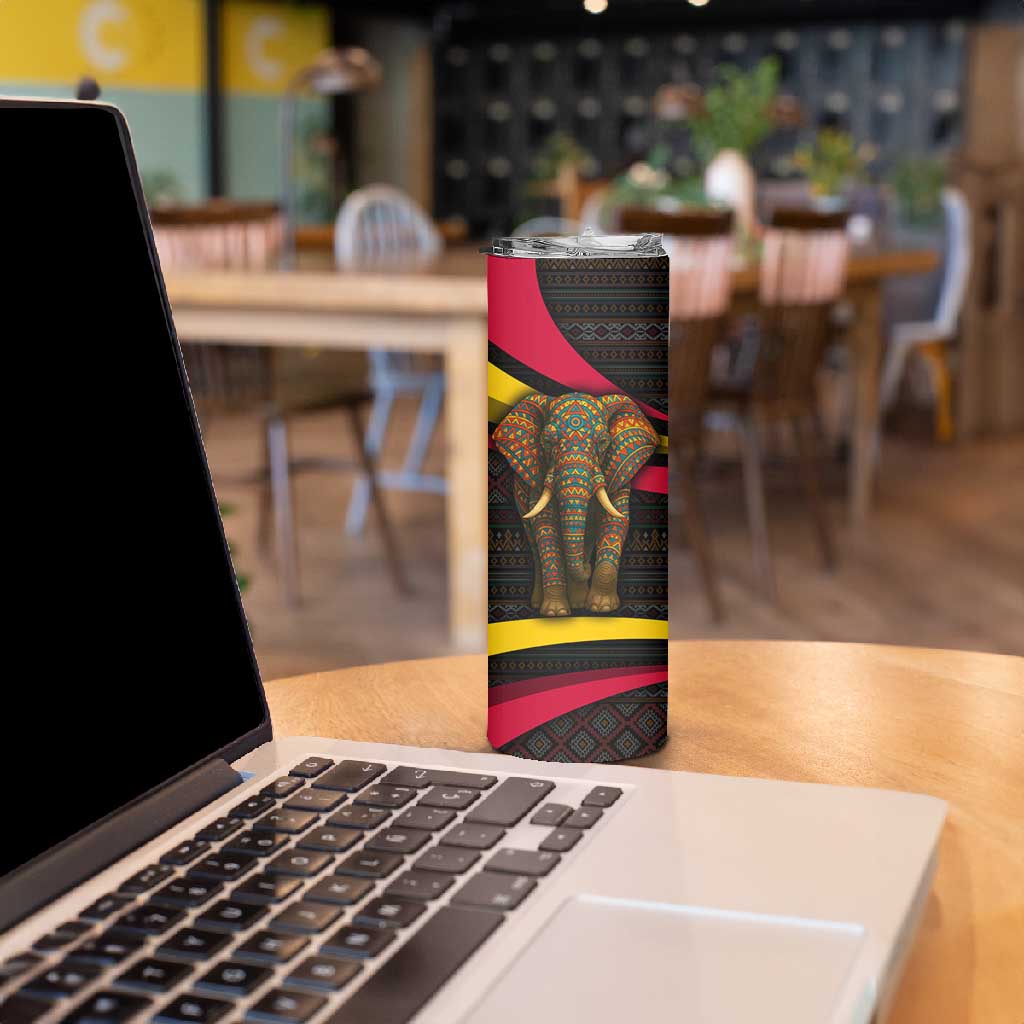 Angola Skinny Tumbler Red Black Yellow Tribal and Elephant TS04