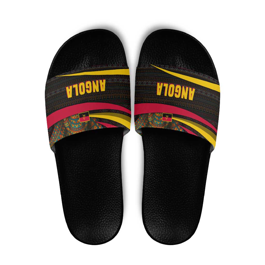 Angola Slide Sandals with Red Black Yellow Tribal Design and Elephant TS04