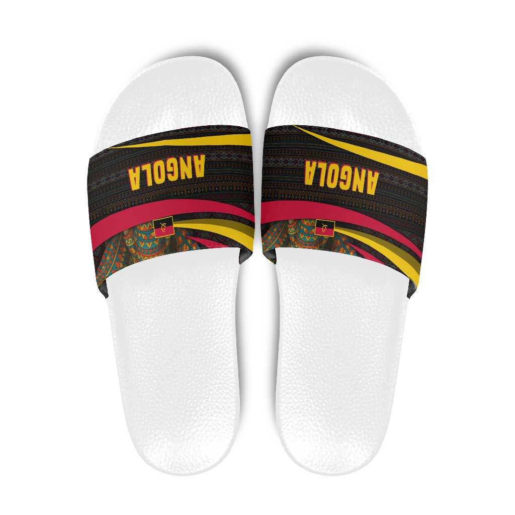 Angola Slide Sandals with Red Black Yellow Tribal Design and Elephant TS04