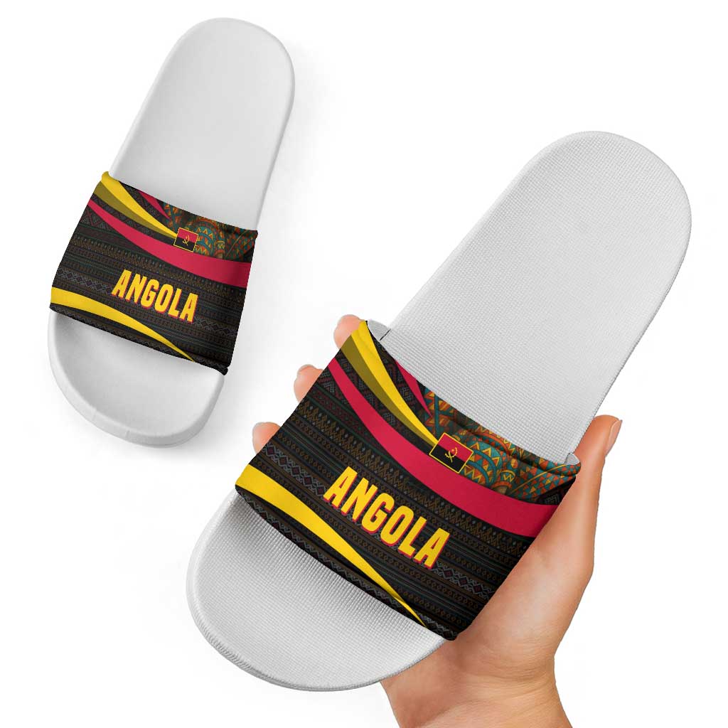 Angola Slide Sandals with Red Black Yellow Tribal Design and Elephant TS04