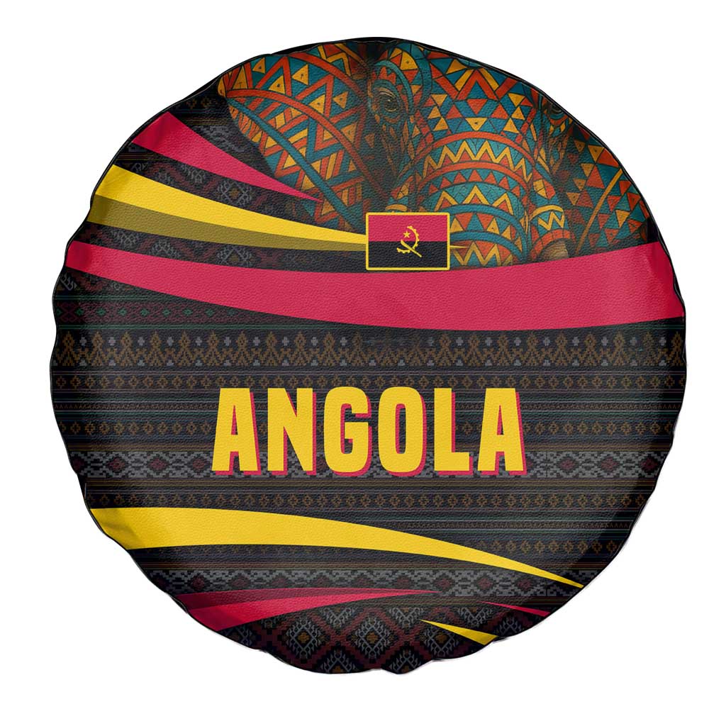 Angola Spare Tire Cover with Red Black Yellow Tribal Design and Elephant TS04