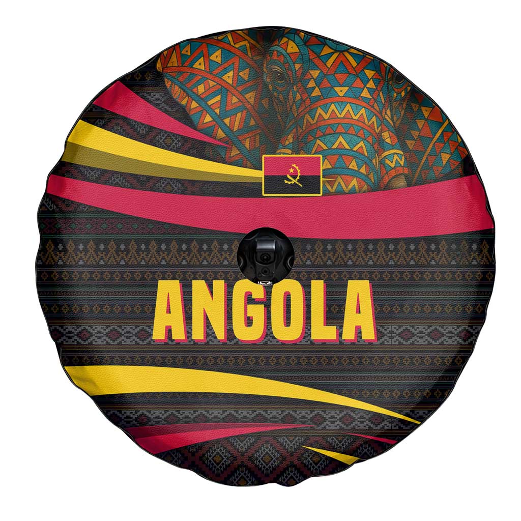Angola Spare Tire Cover with Red Black Yellow Tribal Design and Elephant TS04
