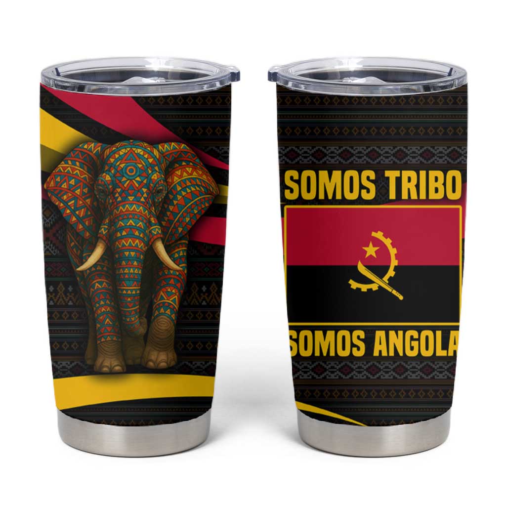 Angola Tumbler Cup Red Black Yellow Tribal and Elephant TS04