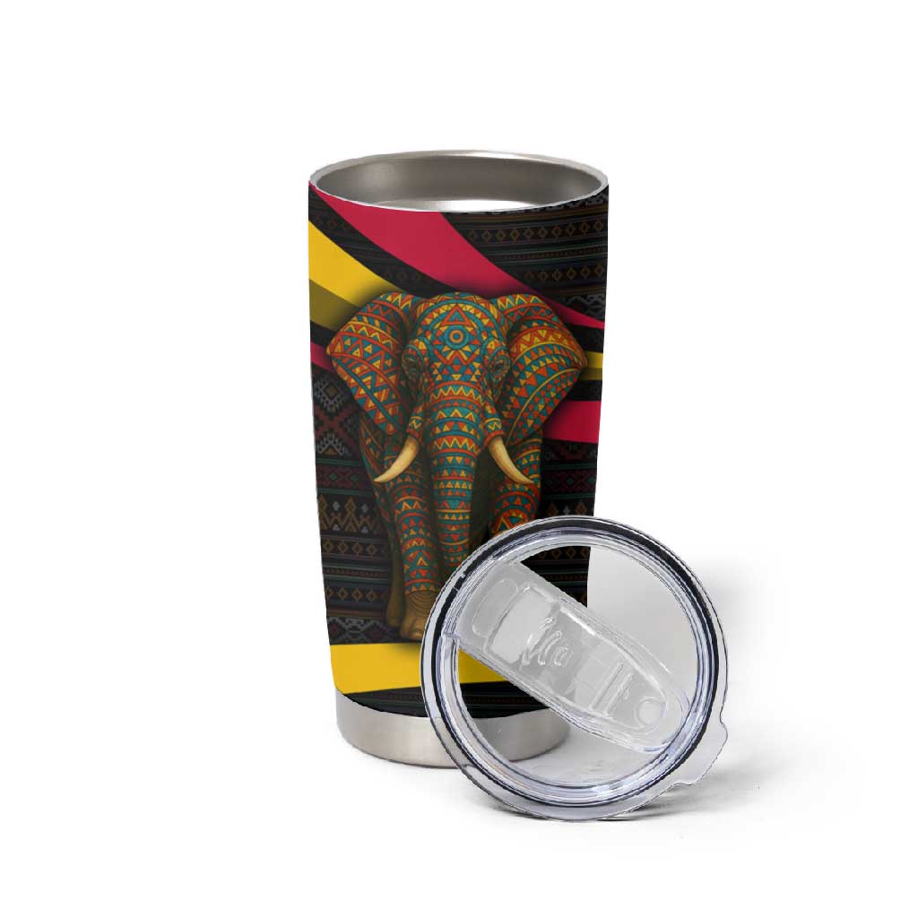 Angola Tumbler Cup Red Black Yellow Tribal and Elephant TS04
