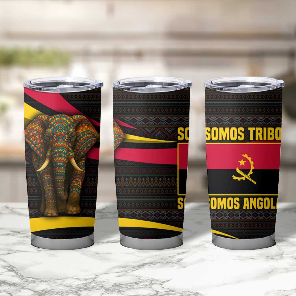 Angola Tumbler Cup Red Black Yellow Tribal and Elephant TS04