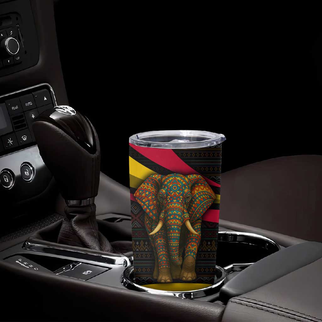 Angola Tumbler Cup Red Black Yellow Tribal and Elephant TS04