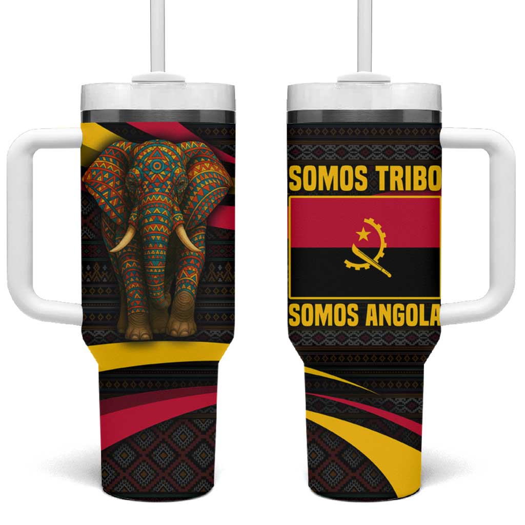 Angola Tumbler With Handle Red Black Yellow Tribal and Elephant TS04