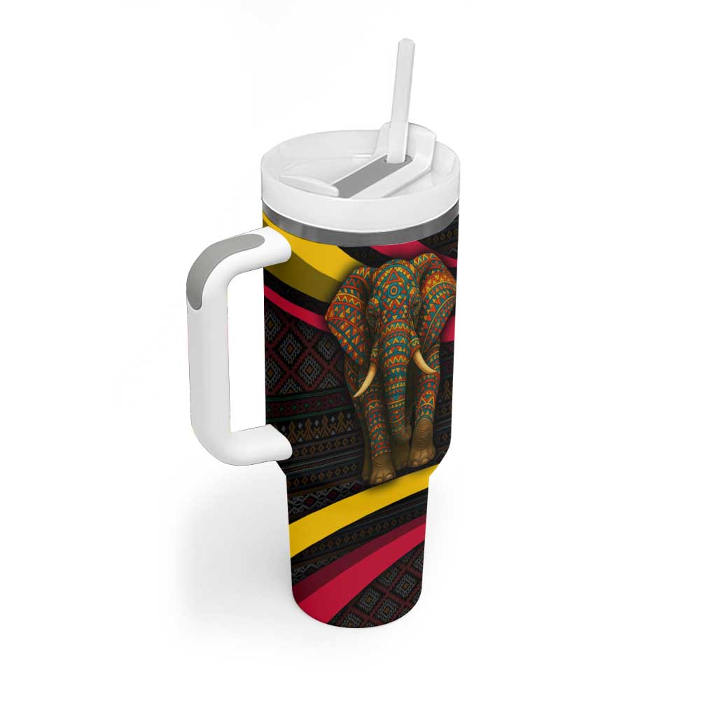 Angola Tumbler With Handle Red Black Yellow Tribal and Elephant TS04