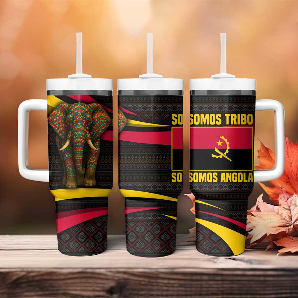 Angola Tumbler With Handle Red Black Yellow Tribal and Elephant TS04