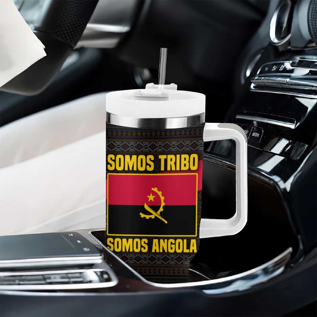Angola Tumbler With Handle Red Black Yellow Tribal and Elephant TS04